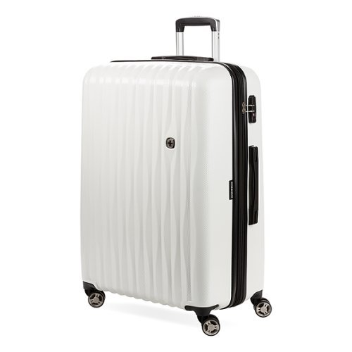 SwissGear 7272 Energie Expandable Hardside Luggage with Spinner Wheels and TSA Lock, White, Checked-Large 27-Inch