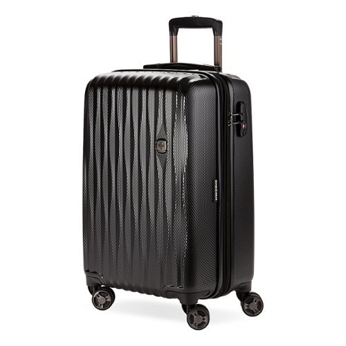 SwissGear - Energie 20" Carry On Spinner Suitcase with USB - Black