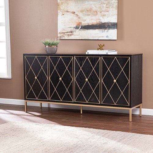 SEI Furniture - Marradi Sideboard Cabinet with Storage - Black and gold finish