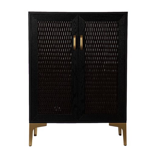 

SEI Furniture - Rolliston Two-Door Bar Cabinet - Black and gold finish