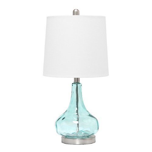 

Lalia Home - Rippled Glass Table Lamp with Fabric Shade - Clear blue