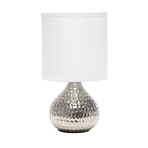 Simple Designs - Hammered Silver Drip Mini Table Lamp - Silver