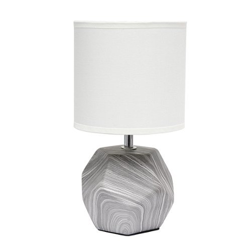 

Simple Designs - Round Prism Mini Table Lamp with White Fabric Shade - Marbled