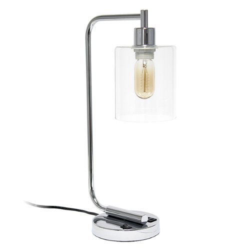 

Lalia Home - Modern Iron Desk Lamp with Glass Shade and USB Charging - Chrome