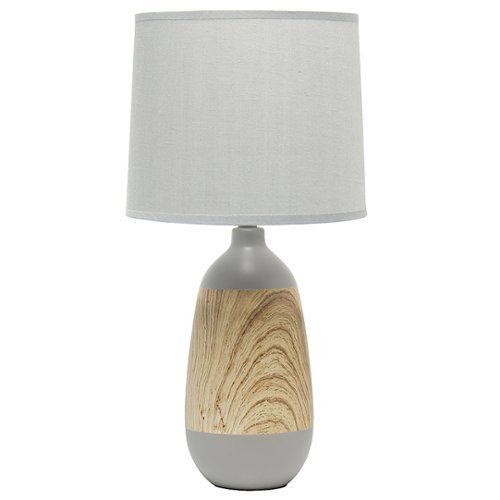Simple Designs Ceramic Oblong Table Lamp - Gray/light wood