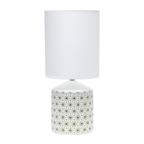 

Simple Designs - Fresh Prints Table Lamp - White/Gold Square Print