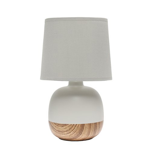 

Simple Designs - Petite Mid Century Table Lamp - Light wood/light gray