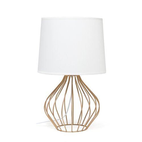 Simple Designs Geometrically Wired Table Lamp - Copper/white shade