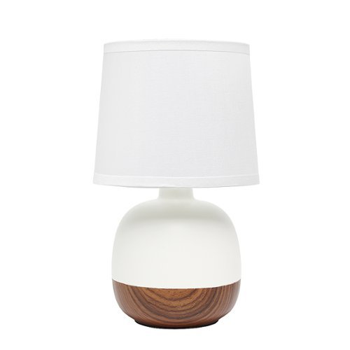 

Simple Designs - Petite Mid Century Table Lamp - Dark wood/off white
