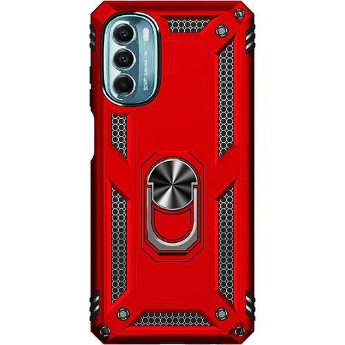 SaharaCase - Military Kickstand with Belt Clip Case for Motorola Moto G 5G (2022) - Red