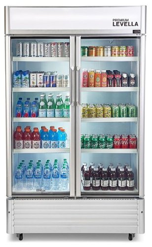 Premium Levella - 29.0 cu. ft. 2-Door Commercial Merchandiser Refrigerator Glass-Door Beverage Display Cooler - Stainless Steel
