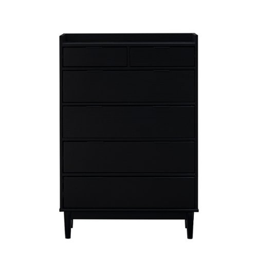 Walker Edison - Mid Century Modern Solid Wood Tray-Top 6-Drawer Dresser - Black
