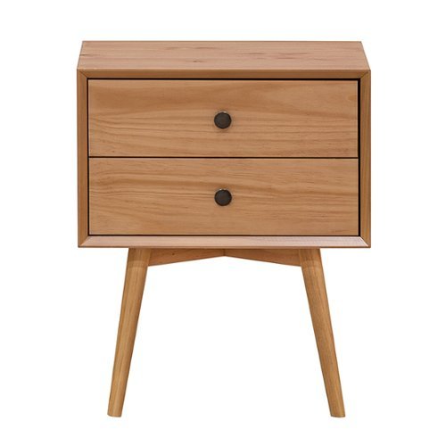 Walker Edison - Mid-Century Modern Solid Wood 2-Drawer Nightstand - Natural Pine