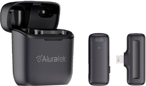 Aluratek - Wireless Vlogging Lapel Microphone with Charging Case for Lightning Connector