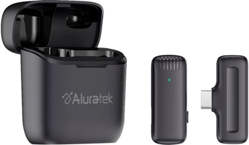Aluratek - Wireless Vlogging Lapel Microphone with Charging Case for USB-C Connector