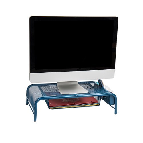 Mind Reader - Mesh Monitor Stand with Drawer - Turquoise