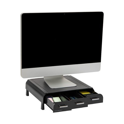 Mind Reader - 3 Drawer Monitor Stand and Desk Organizer - Black