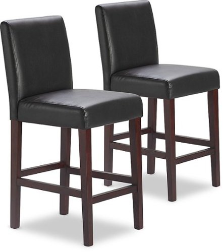 

Serta - Liam 25.5" Leather Counter Wood Stool Set of 2 - Dark Brown