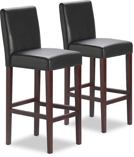 

Serta - Liam 29.5" Leather Bar Wood Stool Set of 2 - Dark Brown