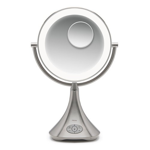 

iHome - LUX PRO Rechargeable Vanity Speaker with Bluetooth, Speakerphone, and USB Charging - Silver/Nickel