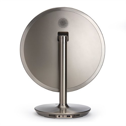 iHome GLOW RING XL Oversized Rechargeable Vanity Speaker with Bluetooth, Speakerphone, and USB Charging - Silver/Nickel BUY IN MIDDLE EAST