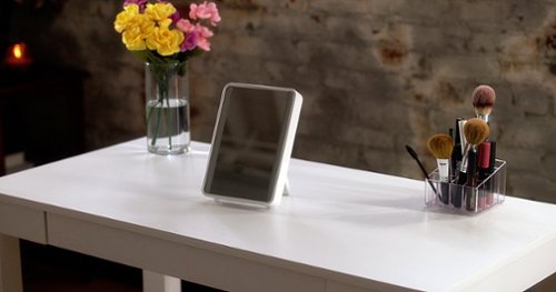 iHome PORTABLE Portable Lighted Vanity Mirror with Bluetooth Speaker - White WHERE TO BUY