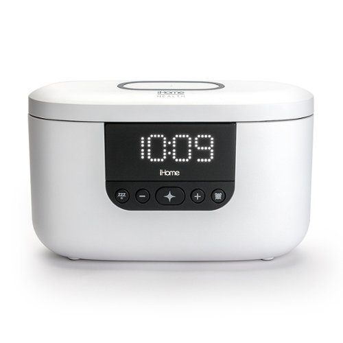 

iHome - POWERUVC II ULTRA 360° UV-C Sanitizer Alarm Clock with Wireless Charging and USB Charging - White