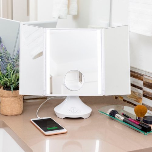 iHome REFLECT TRIFOLD Vanity Speaker with Bluetooth, Speakerphone, and USB Charging - White BUY IN AUSTRALIA