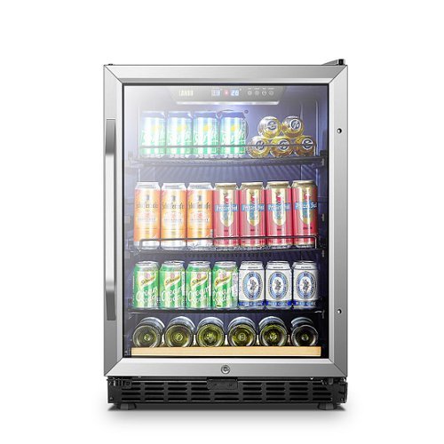 

Lanbo - Built-In Refrigeration 110 Cans (12 oz.) Convertible Beverage Refrigerator with Wine Storage - Black