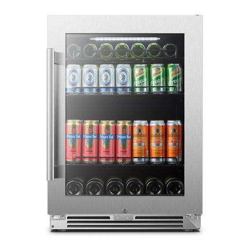 LanboPro - 112 Can 6 Bottle Beverage Refrigerator with Precision Temperature Controls and Adjustable Shelves - Black