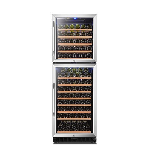 LANBO 23 in. 162-Bottle Stainless Steel 2-Door Dual Zone Wine Refrigerator