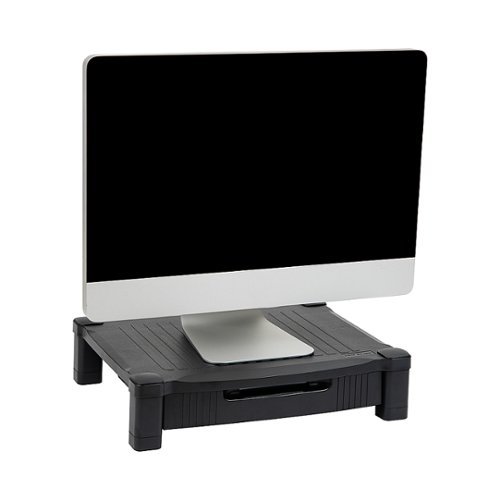 Mind Reader - Monitor Stand, Storage Drawer, Desktop Organizer, Laptop Riser, Office, 17.25"L x 13.25"W x 4"H - Black
