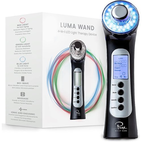 Pure Daily Care Luma Skin Therapy Wand - 4-in-1 Natural Facial Skincare Treatments - Black INTERNATIONAL SHIPPING