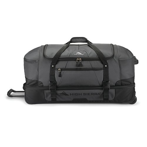 High Sierra Fairlead 34 Drop Bottom Wheeled Duffel - Mercury/Black WORLDWIDE DELIVERY