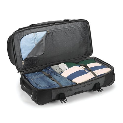 High Sierra Fairlead 22 Drop Bottom Wheeled Duffel - Mercury/Black GLOBAL SHIPPING