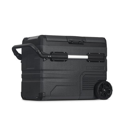 NewAir - 48 Quart Portable 12v Electric Cooler with LG Compressor, Fridge and Freezer, Rugged Wheels, and Solar Power Input - Gray