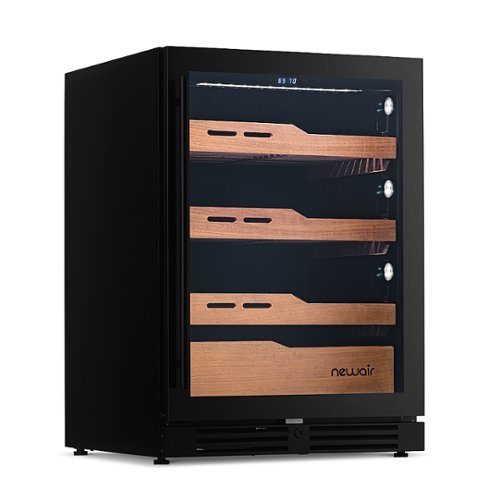NewAir - 1500 Count Cigar Humidor with Built-in Humidification System and Opti-Temp Heating & Cooling Function - Black