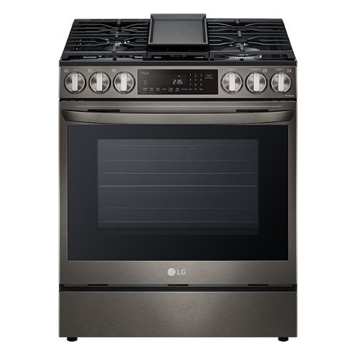 LG - 6.3 Cu. Ft. Slide-in Smart Dual Fuel True Convection Range with Air Fry and Air Sous Vide - Black stainless steel