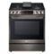 LG - 6.3 Cu. Ft. Smart Slide-in Dual Fuel True Convection Range with EasyClean and Air Fry - Black Stainless Steel-Front_Standard