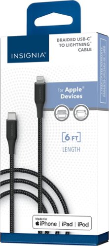 Insignia™ 6' Lightning to USB-C Charge-and-Sync Cable - Black GLOBAL SHIPPING