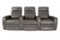 RowOne - Cortes Straight Row Leather Power Recline Home Theater Seating 3-Chair - Gray-Front_Standard