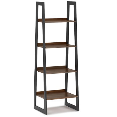 

Simpli Home - Sawhorse Solid Vaneer and Metal Ladder Bookshelf - Walnut