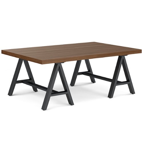 

Simpli Home - Sawhorse Solid Veneer and Metal Coffee Table - Walnut
