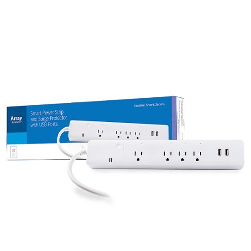 Array by Hampton - 4-Outlet/2-USB Wi-Fi Smart Power Strip and Surge Protector - White