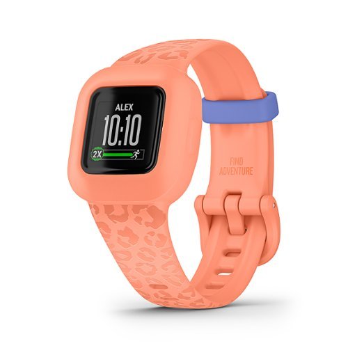Garmin - vívofit jr. 3 Kids Fitness Tracker - Peach Leopard - (2016)-Front_Standard