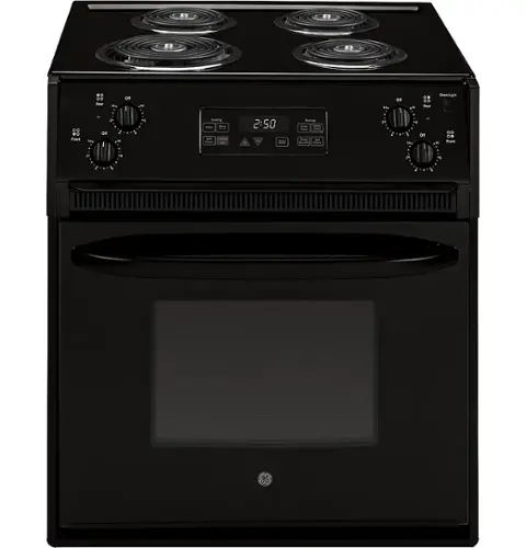 Front. GE - 3.0 Cu. Ft. Self-Cleaning Drop-In Electric Range - Black on Black.