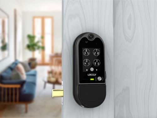 Lockly Vision Elite Smart Lock Deadbolt with with App/Keypad/Biometric/Voice Assistant/Key Access Solar Charging - Matte Black WORLDWIDE DELIVERY