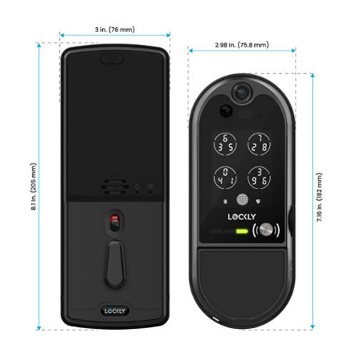 Lockly Vision Elite Smart Lock Deadbolt with with App/Keypad/Biometric/Voice Assistant/Key Access Solar Charging - Matte Black BUY IN AUSTRALIA