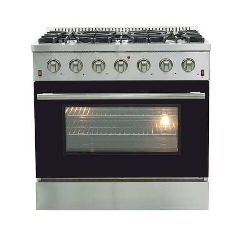 Forno Appliances - Galiano - 5.36 Cu. Ft. Freestanding Gas Range with Convection Oven - Black Door