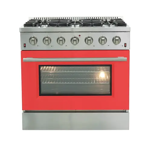 Front. Forno Appliances - Galiano - 5.36 Cu. Ft. Freestanding Gas Range with Convection Oven - Red Door - Red.